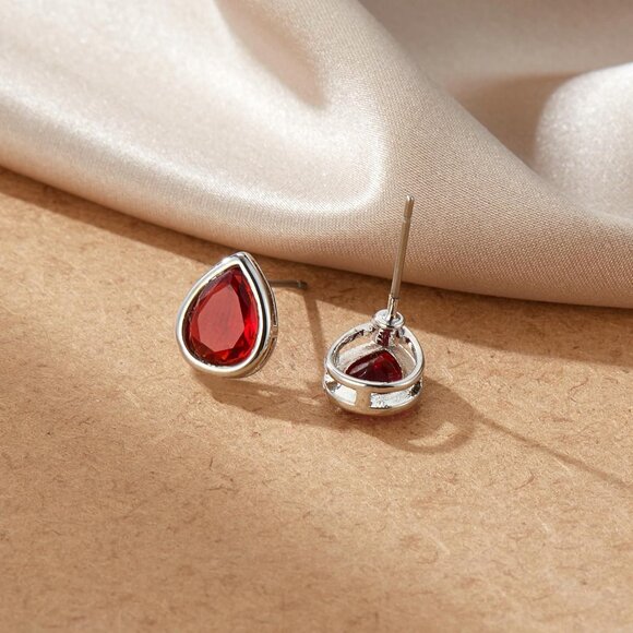 Set of 7 Multicolor Sterling Silver WaterDrop Stud Earrings with AAA CZ for Wome - Picture 7 of 7